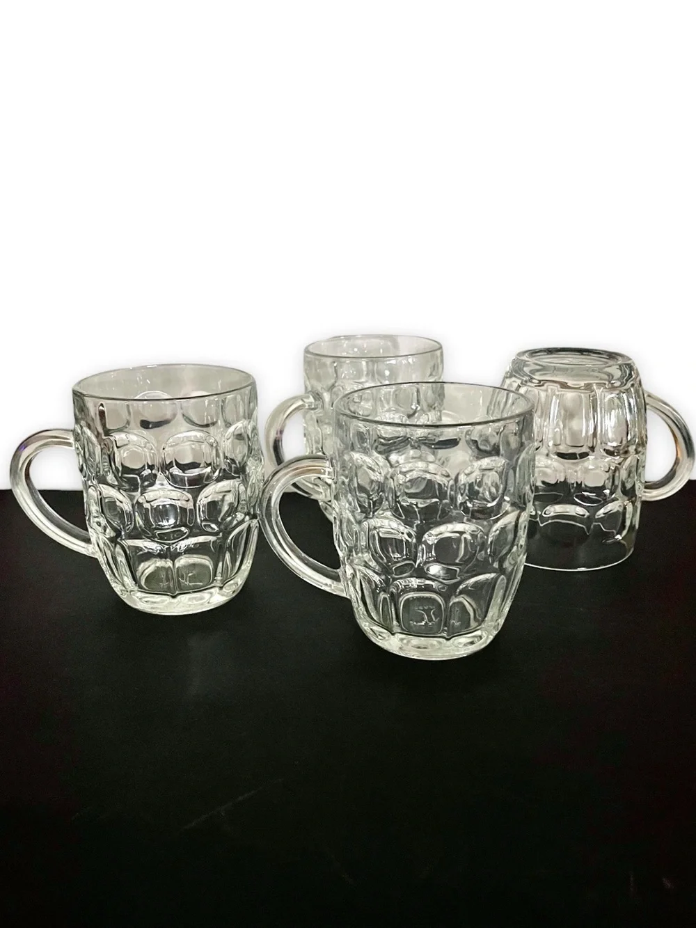 Ravenhead R5V1 Dimple Thumbprint Panel Clear Pressed Jug Glass Handle Mug